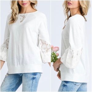 SAMPLE | Pretty White Lace Detail Long Sleeve Top